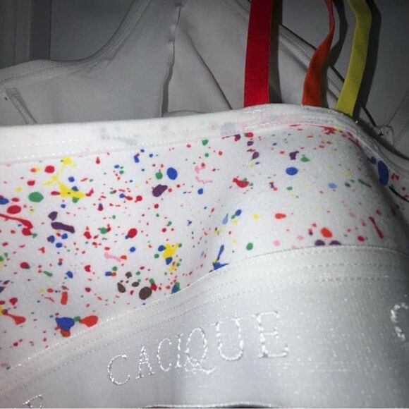 New, Cacique Cotton Collection Paint Splatter Unlined Full Coverage Wireless Bra - Picture 6 of 9